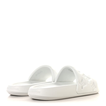 Louis Vuitton Rubber Embossed Monogram Mens Waterfront Mules 11 White 5 of 8