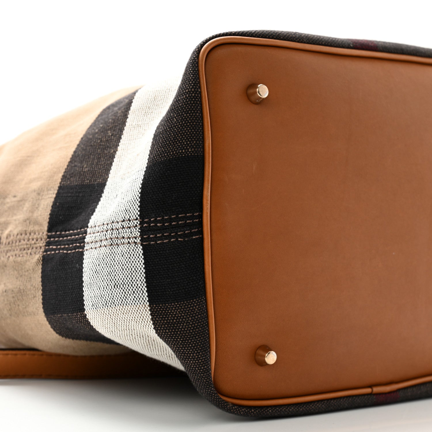 Burberry Grainy Calfskin Canvas Mega Check Medium Ashby Tassel Hobo Saddle Brown 10 of 12