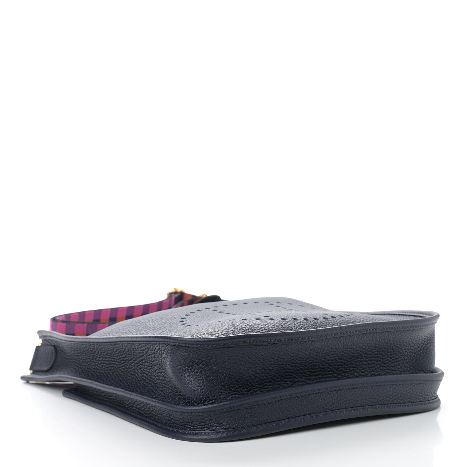 Hermes Taurillon Clemence Quadrille Evelyne III PM Bleu Nuit Bleu Saphir Anemone Capucine 3 of 10
