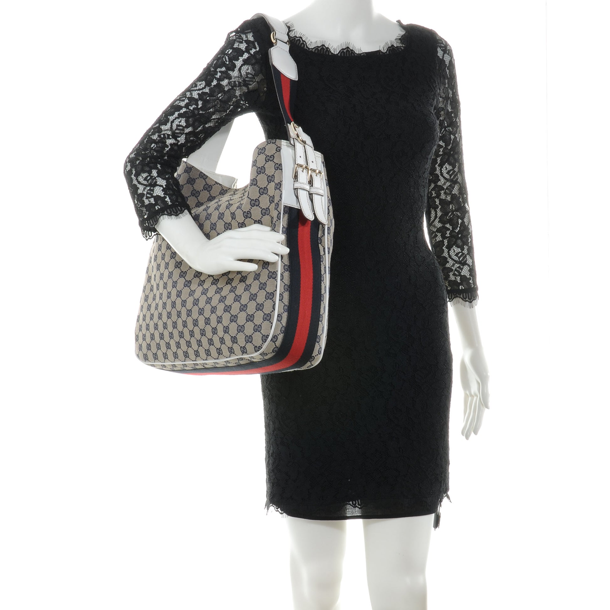 Gucci Monogram Medium Heritage Shoulder Bag Navy 2 of 7