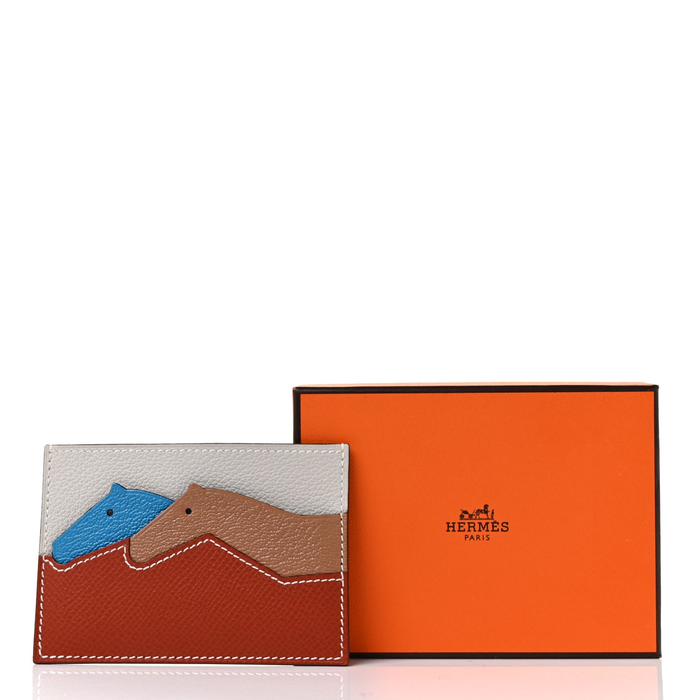 Epsom Evercolor Chevre Mysore Les Petits Chevaux Card Holder Brique Quebracho Bleu Frida Gris Perle