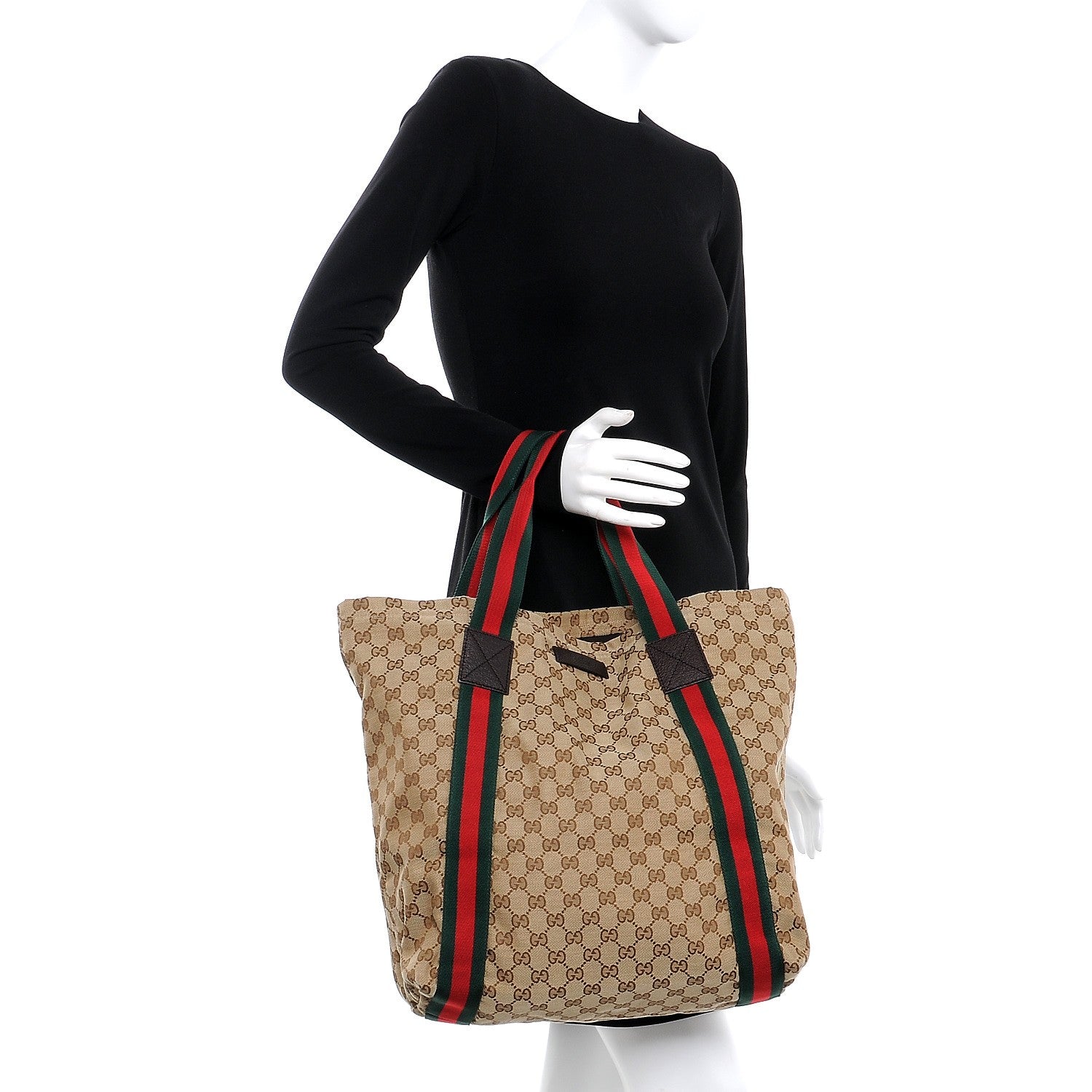 Gucci GG Monogram Medium Web Handle Vertical Tote Dark Brown 2 of 7