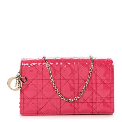 Christian Dior Patent Cannage Lady Dior Convertible Clutch Fuchsia 1 of 11