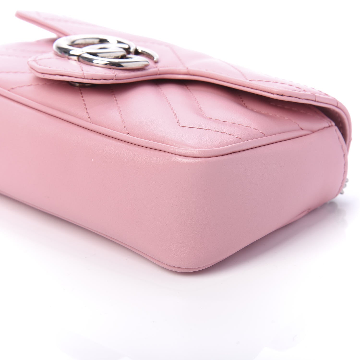 Gucci Calfskin Matelasse Super Mini GG Marmont Shoulder Bag Wild Rose 7 of 12