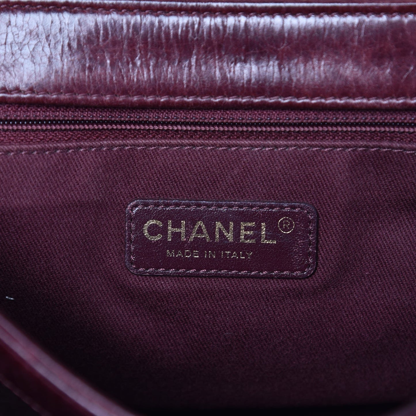 Glazed Calfskin Quilted Large Perfect Edge Flap Bordeaux