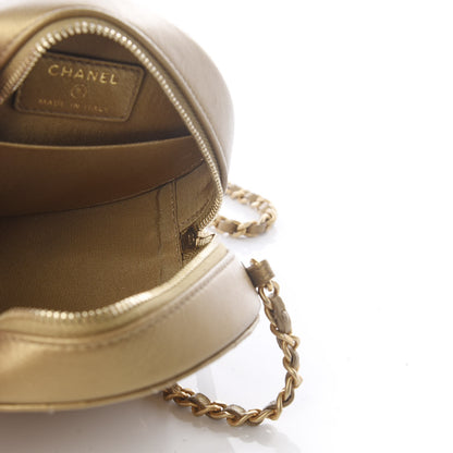 Chanel Metallic Lambskin Quilted Egyptian Amulet Round Clutch With Chain Gold 4 of 7