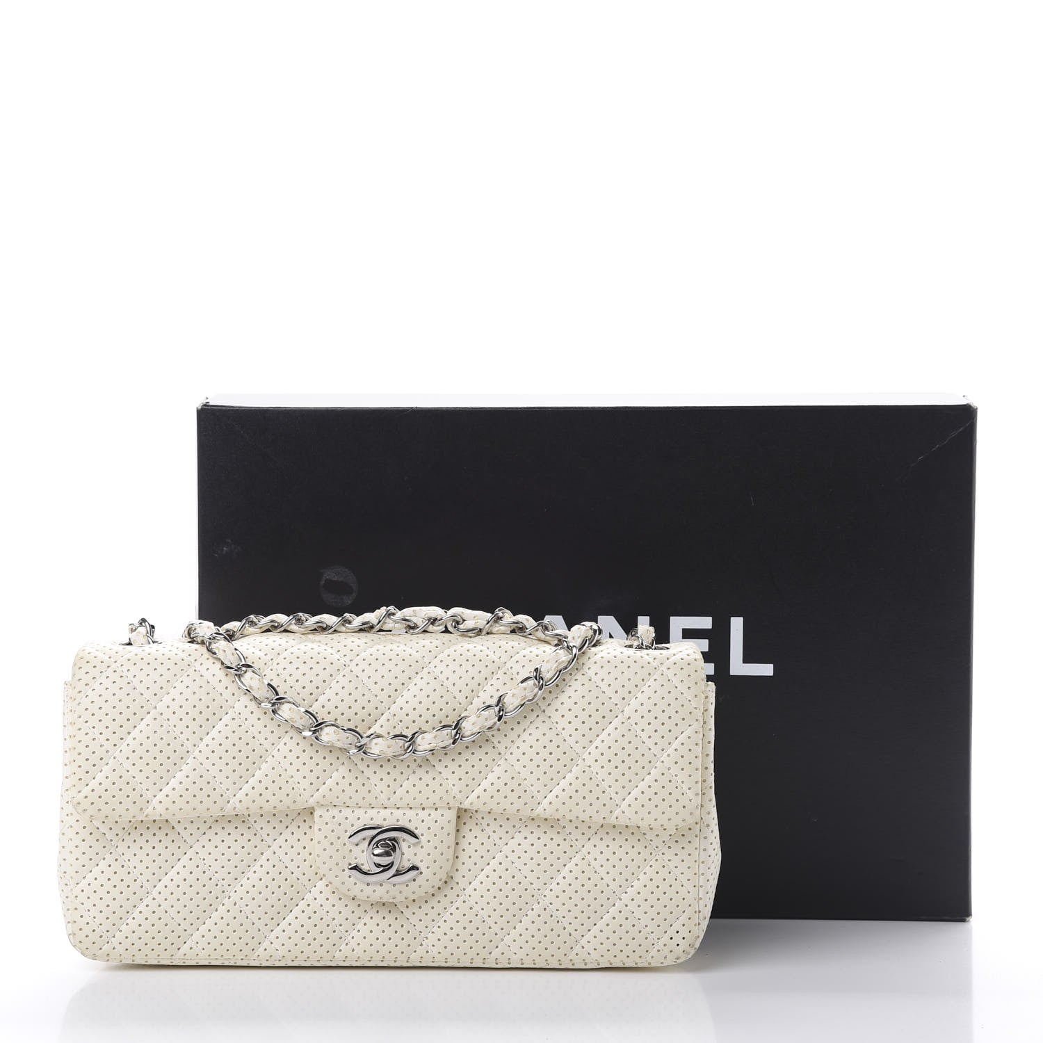 Chanel Lambskin Perforated East West Flap White 16 of 16