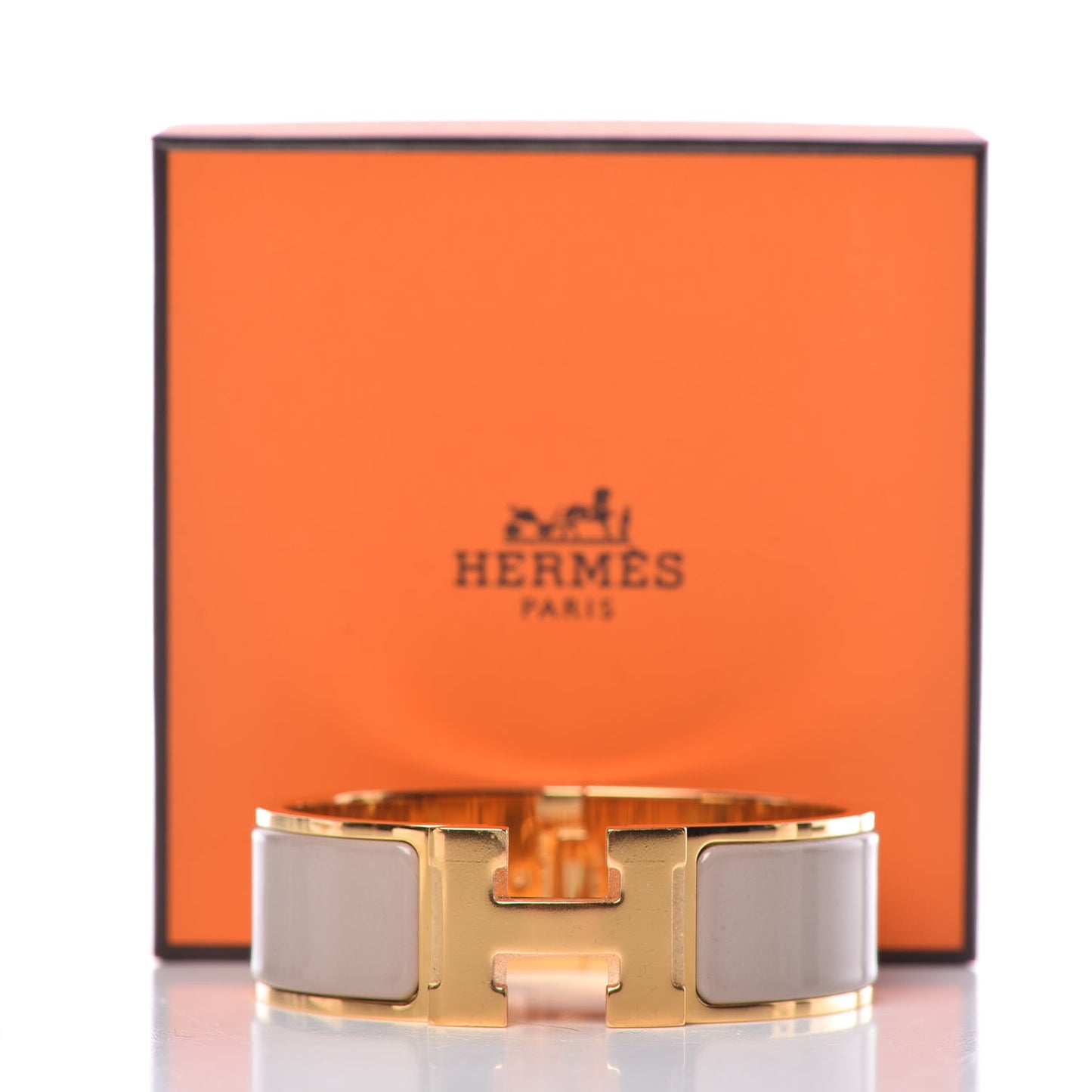 Enamel Wide Clic Clac H Bracelet GM Marron Glace