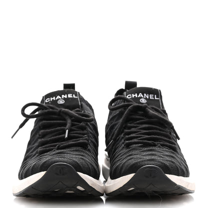 Chanel Fabric Logo Sneakers 36.5 Black 3 of 11