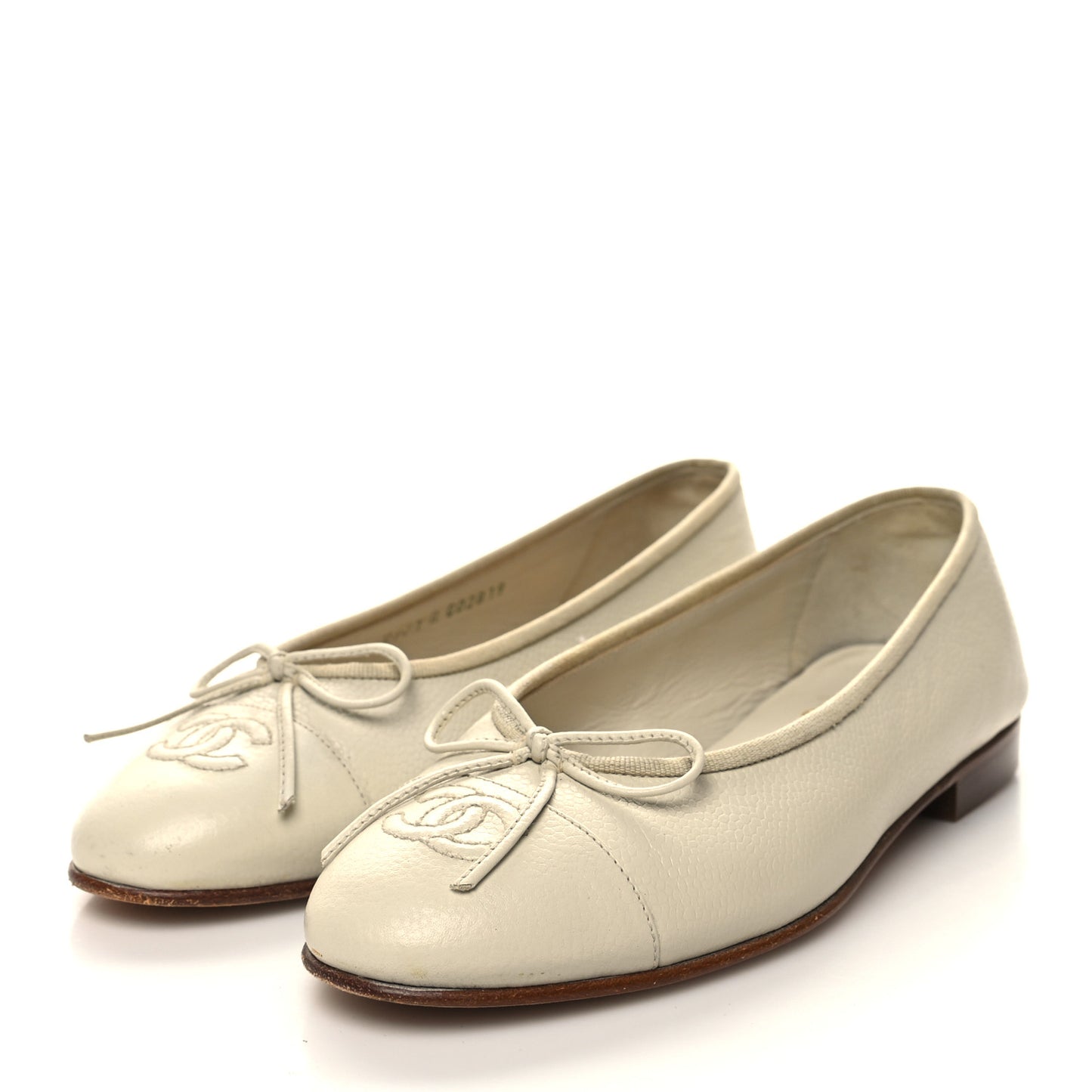 Lambskin Cap Toe CC Ballerina Flats 36 Beige