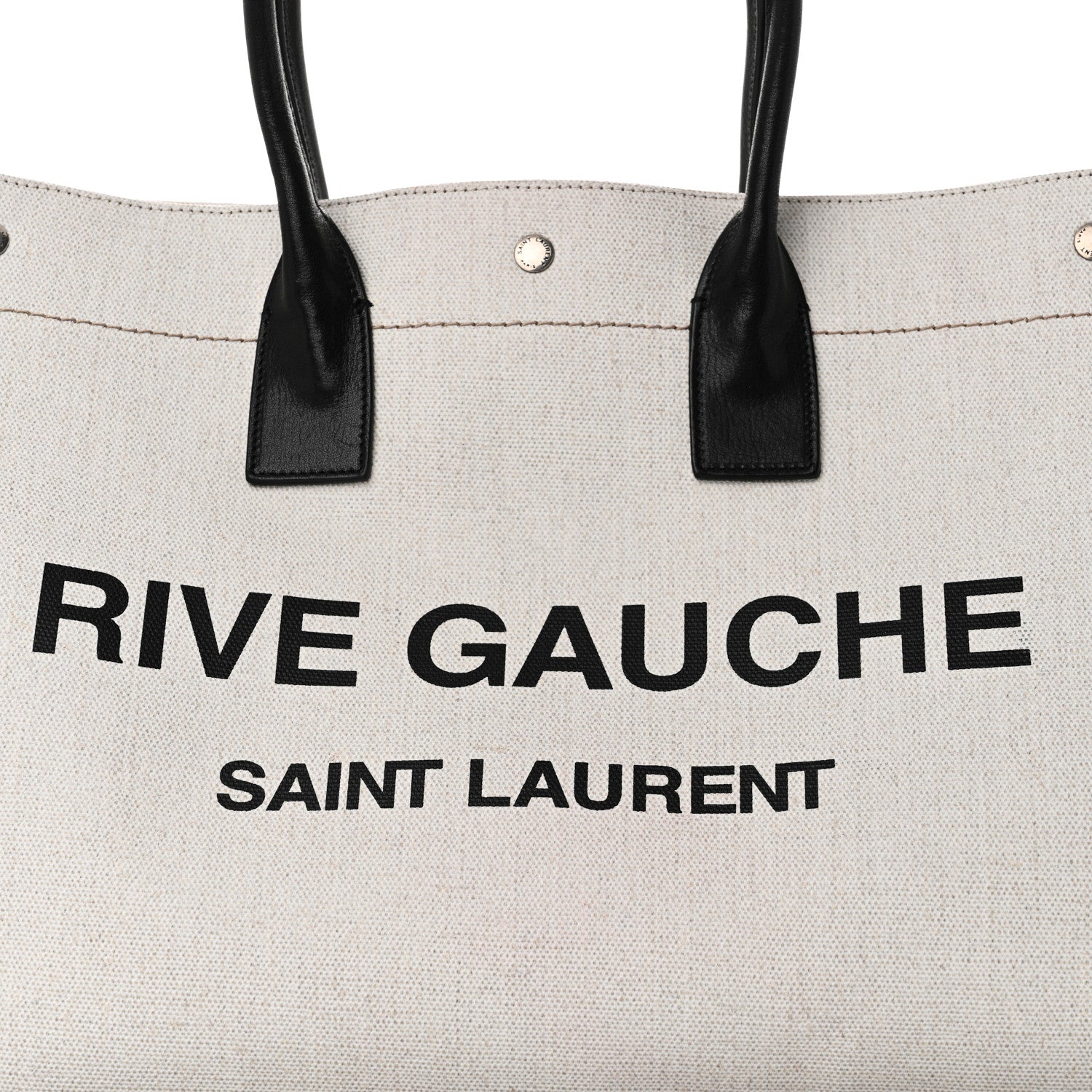 Saint Laurent Linen Calfskin Rive Gauche Tote Optic White 7 of 10
