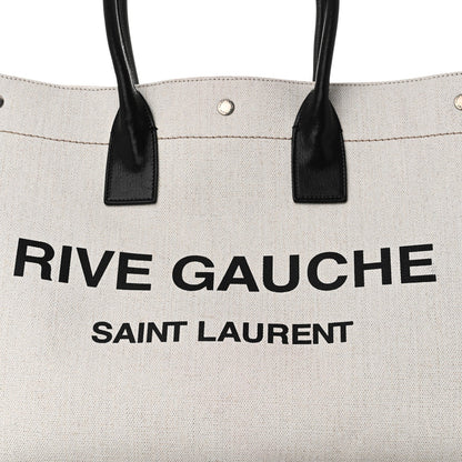 Saint Laurent Linen Calfskin Rive Gauche Tote Optic White 7 of 10