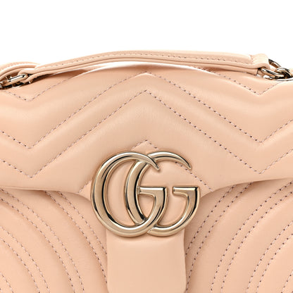 Gucci Lambskin Matelasse Small GG Marmont Shoulder Bag Pink Beige 8 of 10