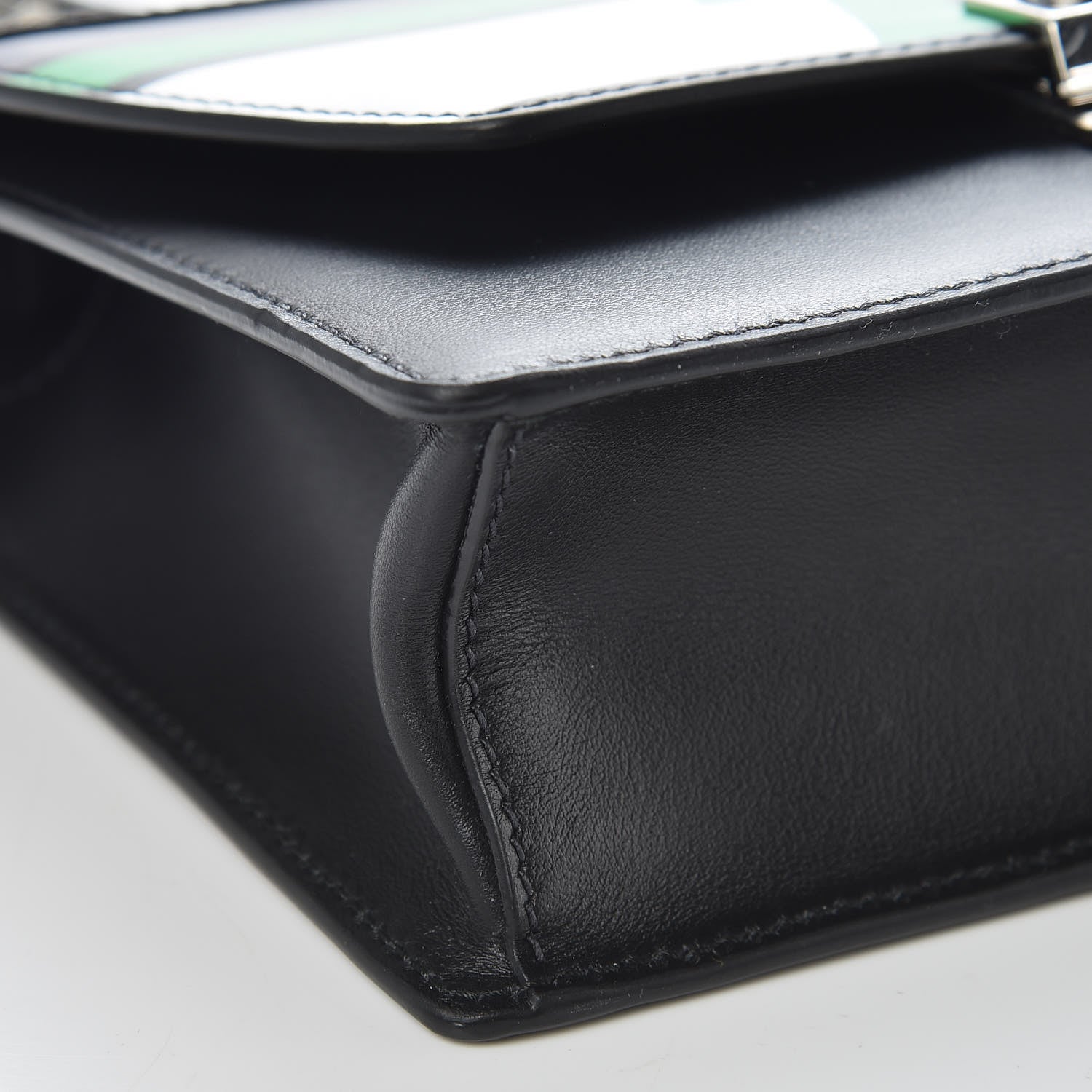 Prada City Calfskin Saffiano Racing Logo Elektra Shoulder Bag Black Verde 5 of 9