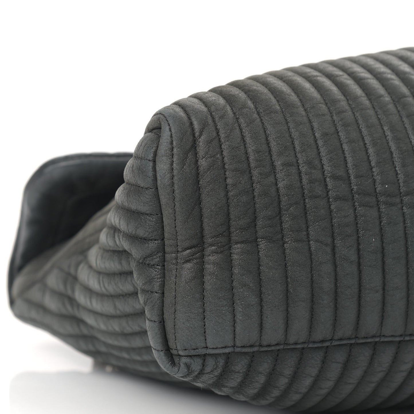 Iridescent Calfskin Vertical Quilted Mademoiselle Lock Bijoux Flap Shoulder Bag Black