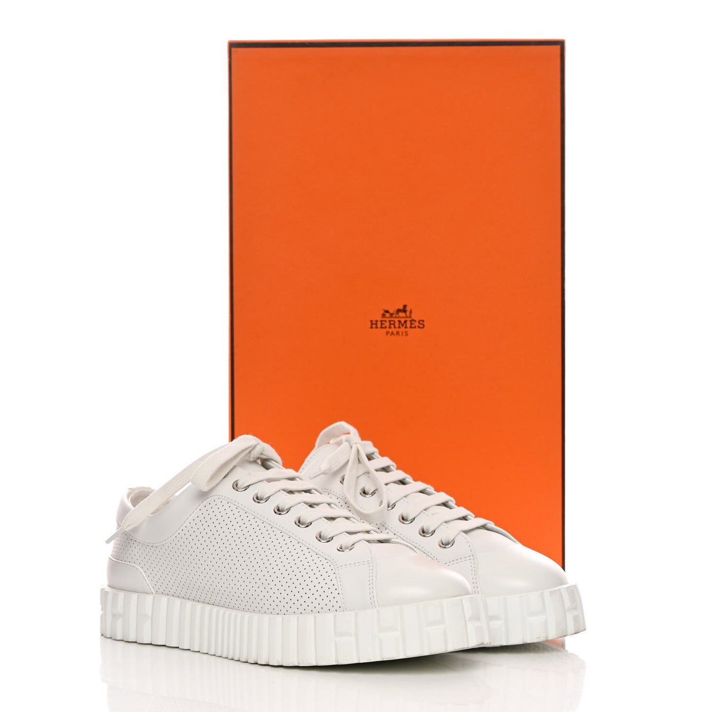 Perforated Calfskin Cross Sneakers 36 White