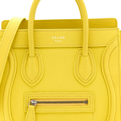 Celine Drummed Calfskin Nano Luggage Citron 8 of 10