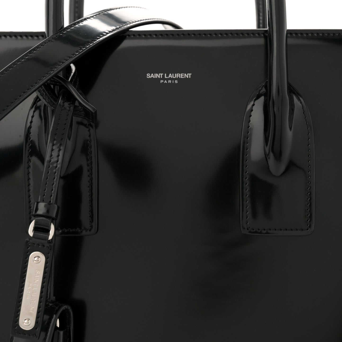 Patent Calfskin Large Thin Sac De Jour Black