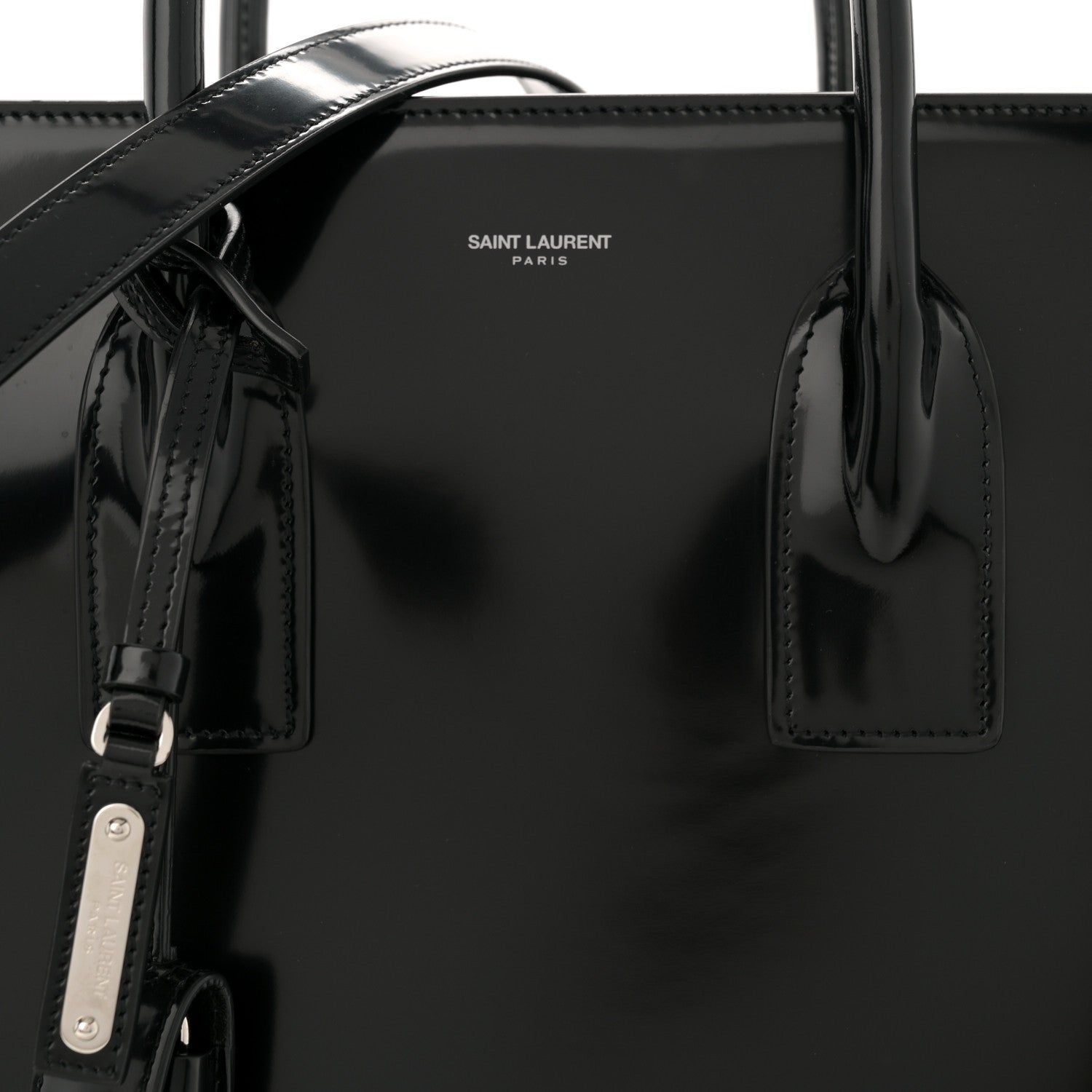 Saint Laurent Patent Calfskin Large Thin Sac De Jour Black 7 of 12