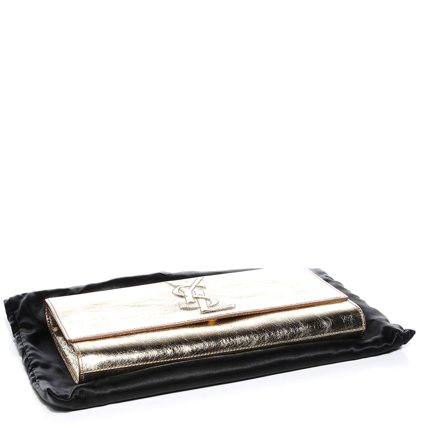 Metallic Leather Large Belle De Jour Clutch Gold