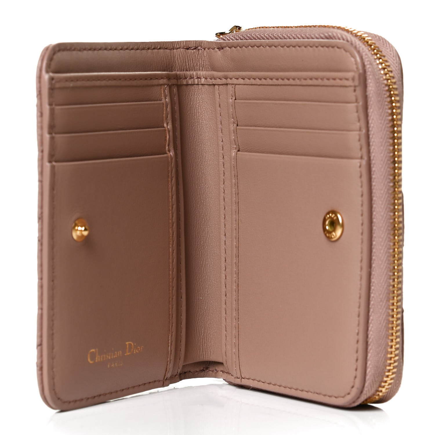 Christian Dior Grained Calfskin Supple Cannage Caro Scarlet Zipped Wallet 6 of 13