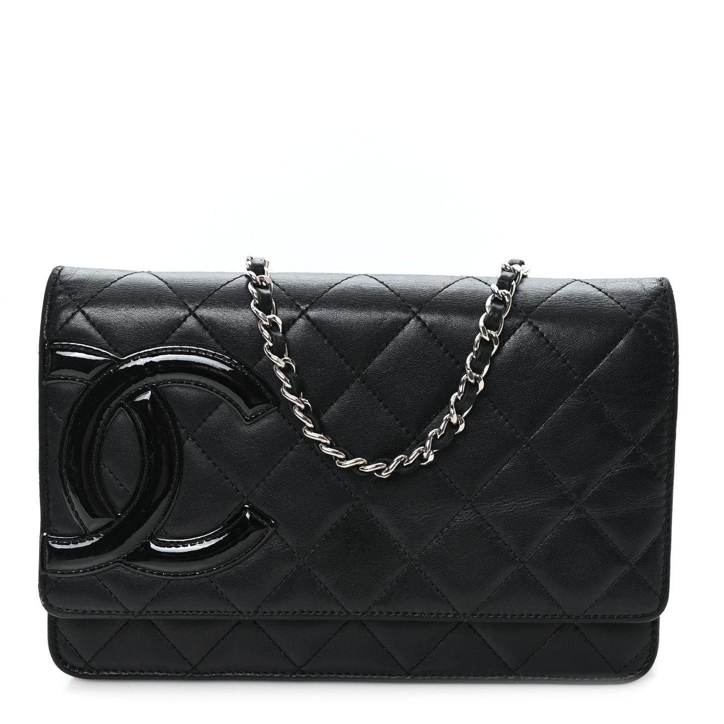 Calfskin Quilted Cambon Wallet on Chain WOC Black