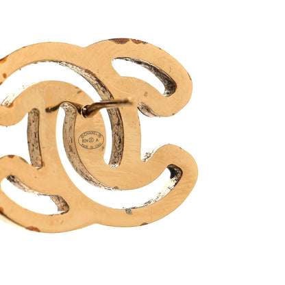 Chanel Metal Enamel CC Earrings Gold Black 4 of 5