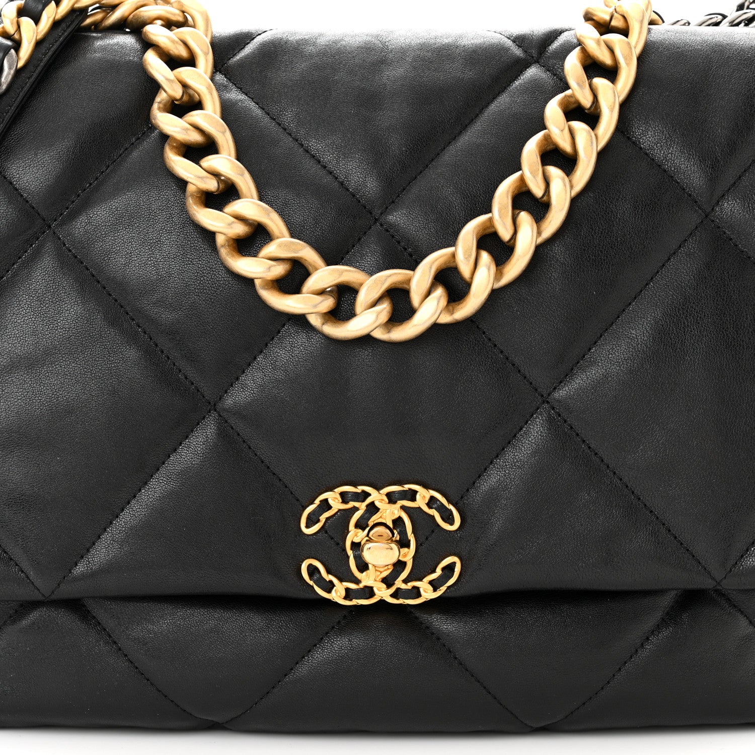 Chanel Goatskin Quilted Maxi Chanel 19 Flap Black 8 of 13
