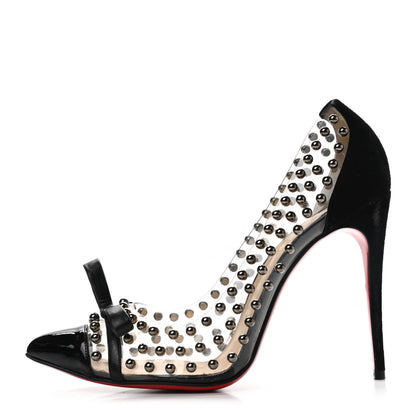 Christian Louboutin Suede Patent Studded Bille et Boule 100 Pumps 38.5 Black 1 of 9