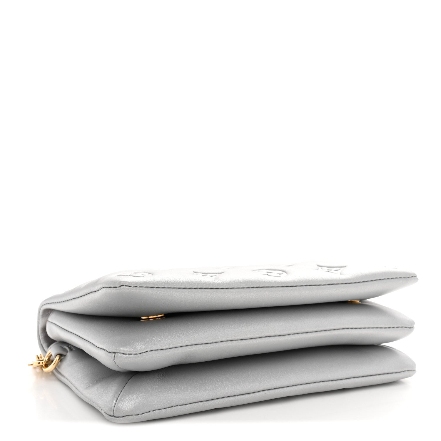 Louis Vuitton Metallic Lambskin Embossed Monogram Pochette Coussin Silver 4 of 10