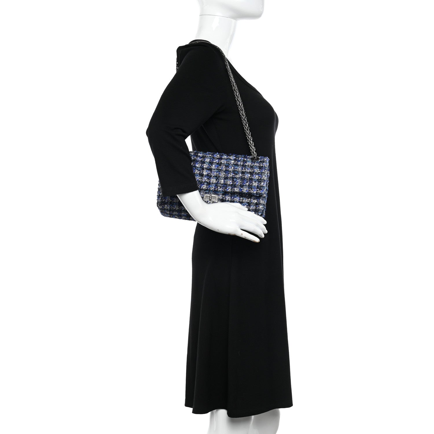 Chanel Tweed Quilted 2.55 Reissue 225 Flap Blue 2 of 10