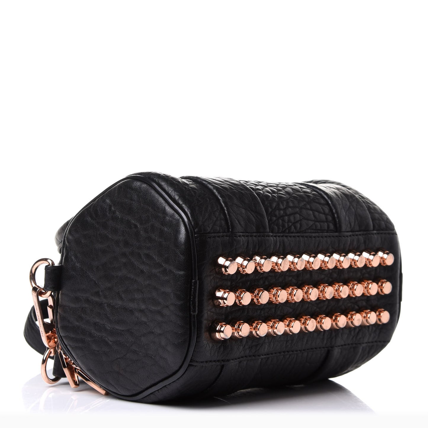 Pebbled Lambskin Mini Rockie Black Rose Gold Hardware