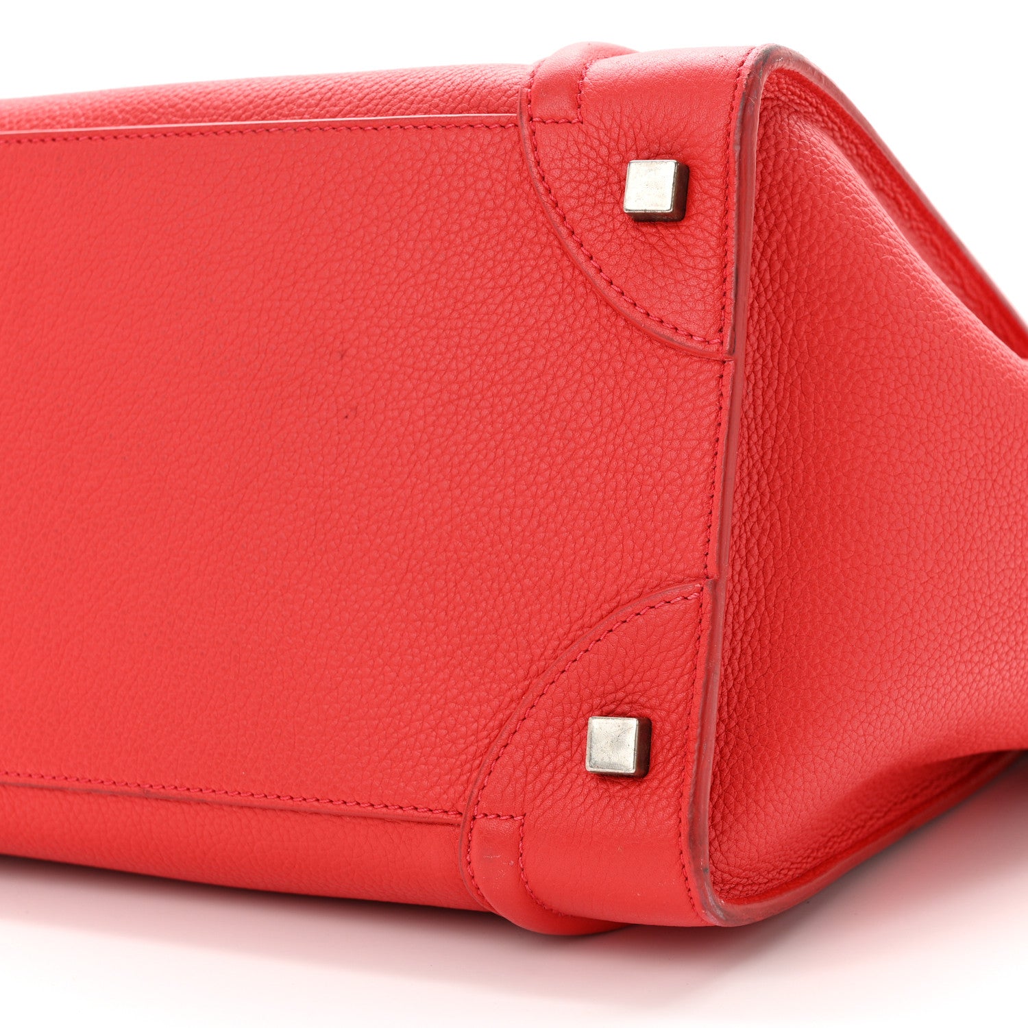 Celine Drummed Calfskin Mini Luggage Coquelicot 9 of 15