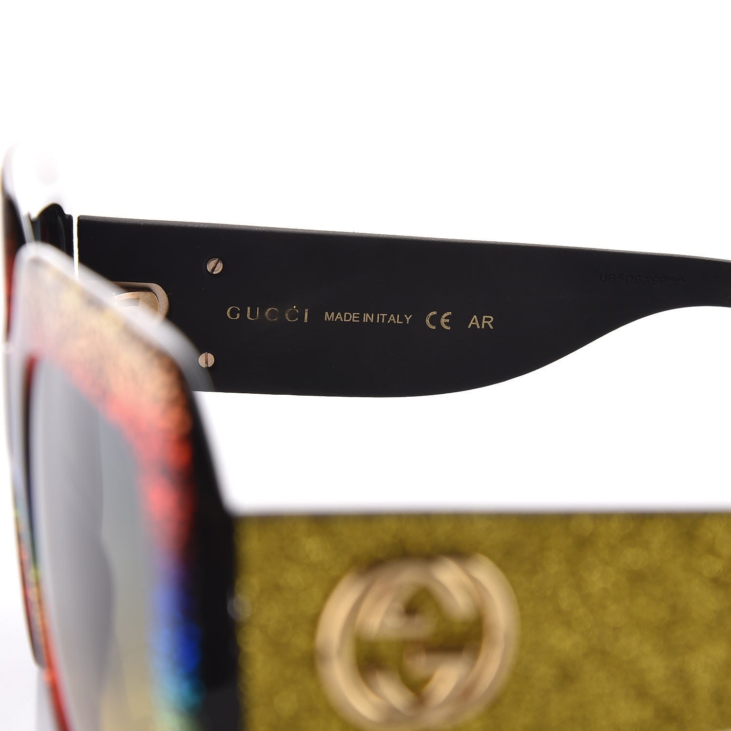 Gucci Square Frame GG0102S Sunglasses Glitter Gold Multi 5 of 9