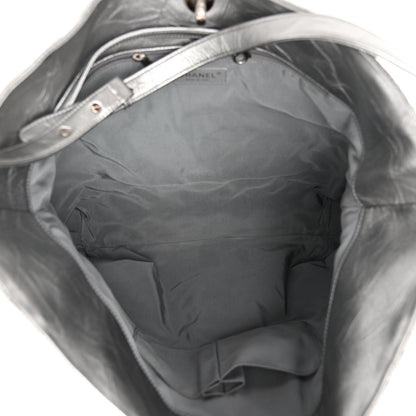 Chanel Metallic Crackled Calfskin Quilted Large Big Bang Hobo Silver 5 of 10