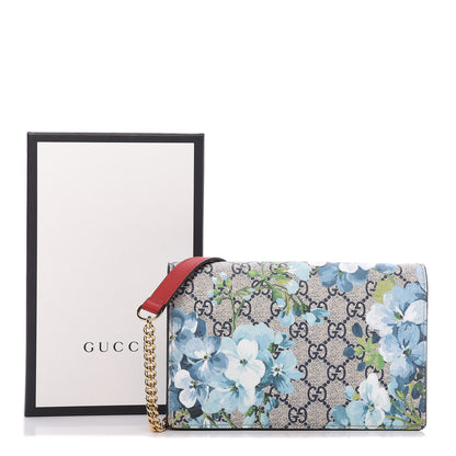Gucci GG Supreme Monogram Blooms Chain Wallet Blue 9 of 9
