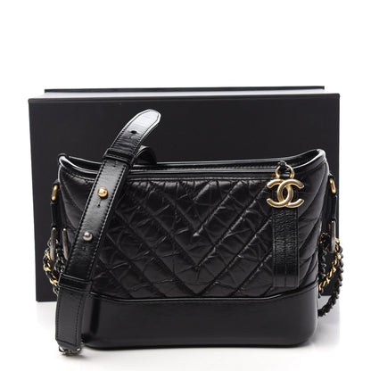 Chanel Aged Calfskin Chevron Quilted Small Gabrielle Hobo Black 11 of 11