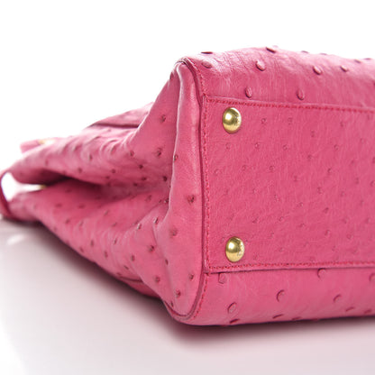 Fendi Ostrich Medium Peekaboo Iconic Satchel Fuchsia 9 of 11