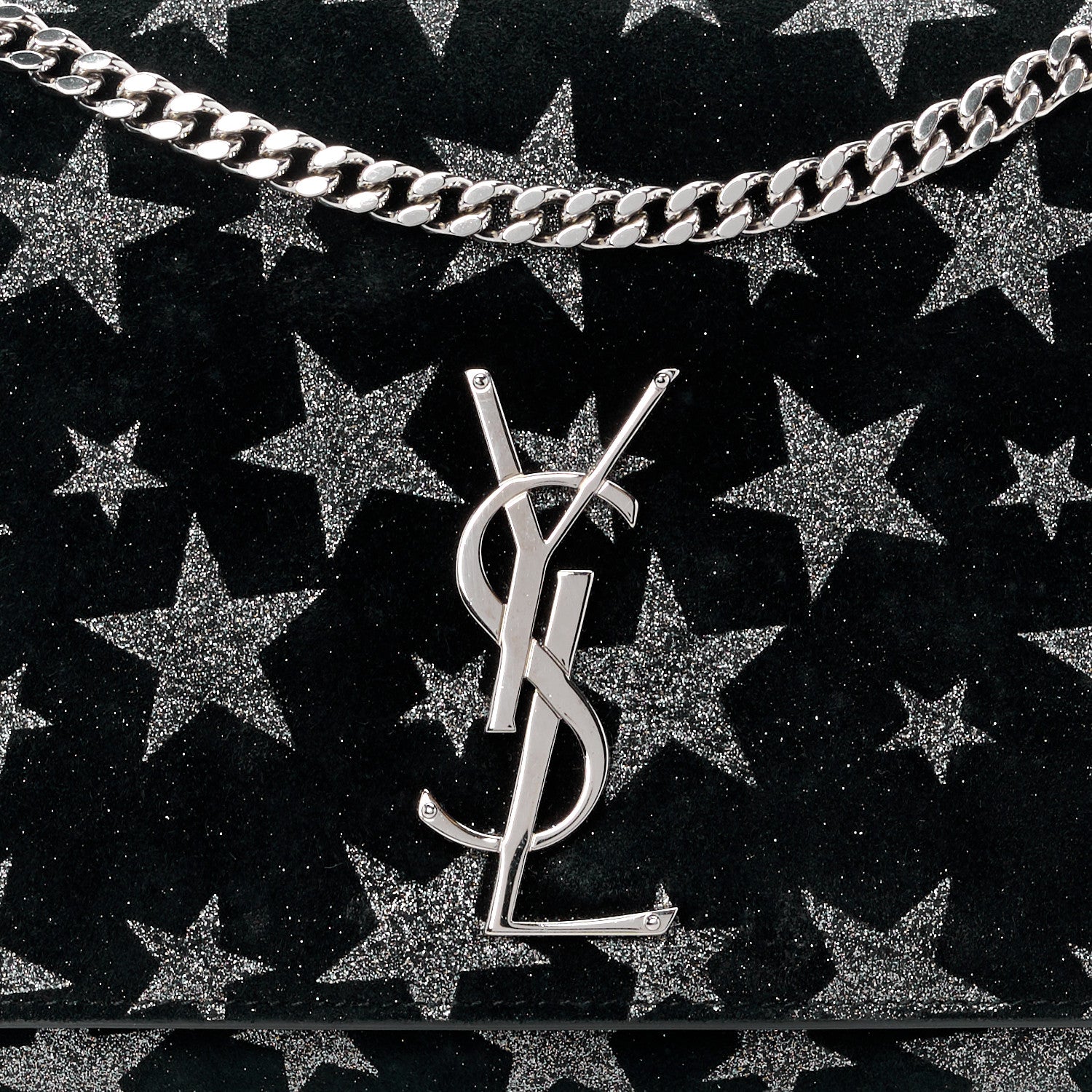 Saint Laurent SAINT LAURENT Suede Star Medium Monogram Kate Satchel Black 9 of 12