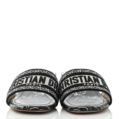 Christian Dior Canvas Around The World Embroidered Dway 40mm Slide Sandals 36.5 Black 2 of 8