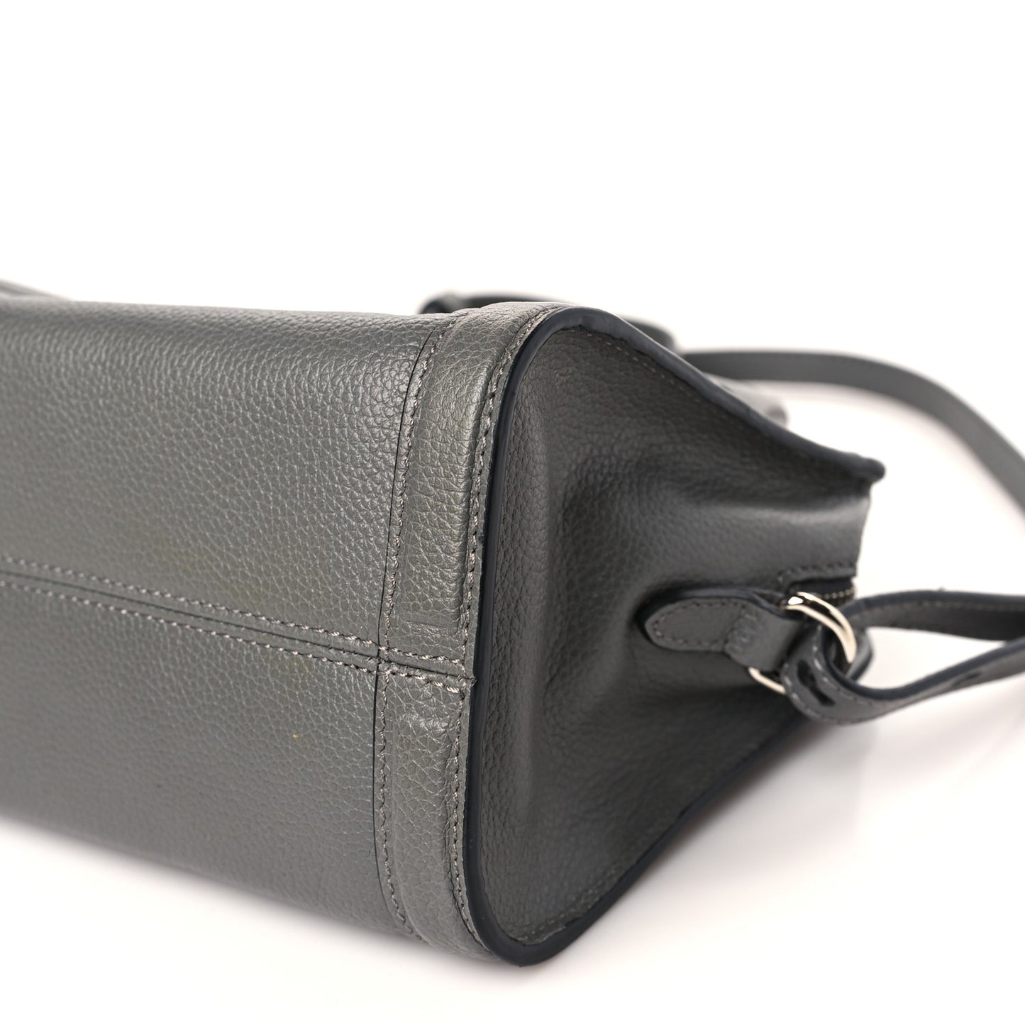 Pebbled Calfskin Mini Skull Padlock Zip Around Tote Grey