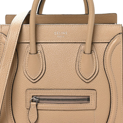 Celine Drummed Calfskin Nano Luggage Dune 7 of 9