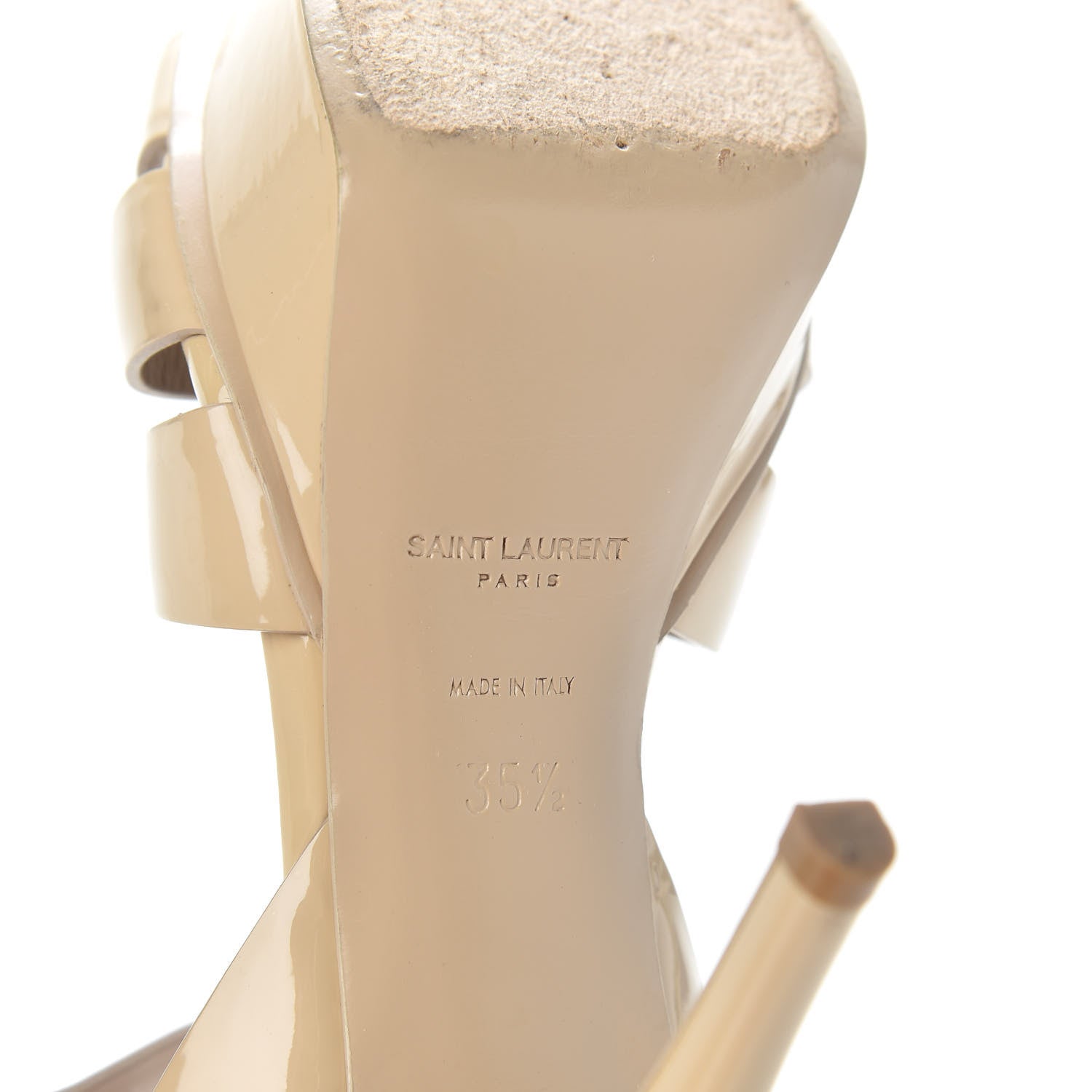Saint Laurent Patent Tribute 75 Platform Sandals 35.5 Nude Powder 9 of 11