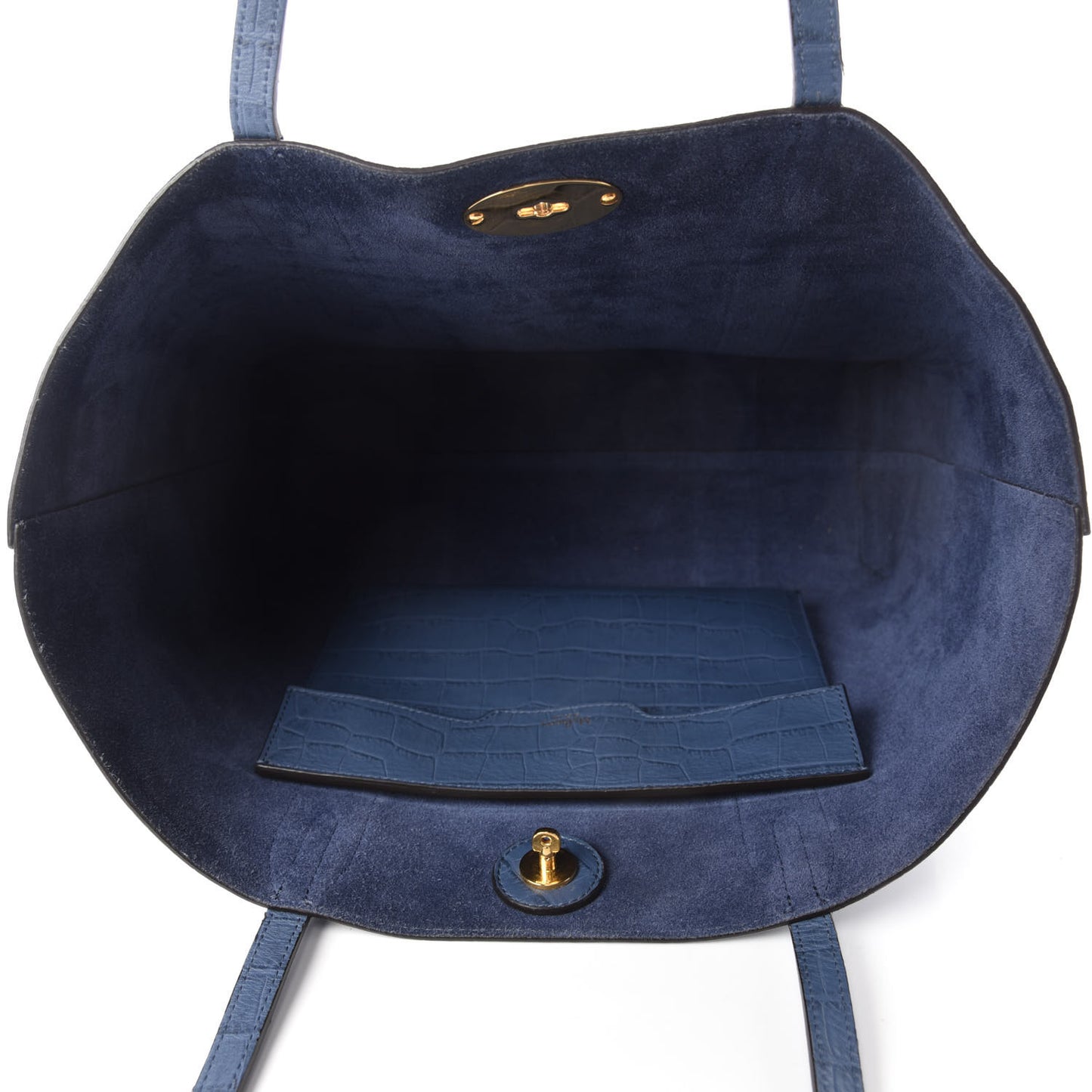 Matte Crocodile Embossed Bayswater Tote Pale Navy