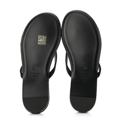 Chanel Velvet Crystal CC Thong Sandals 36.5 Black 5 of 9