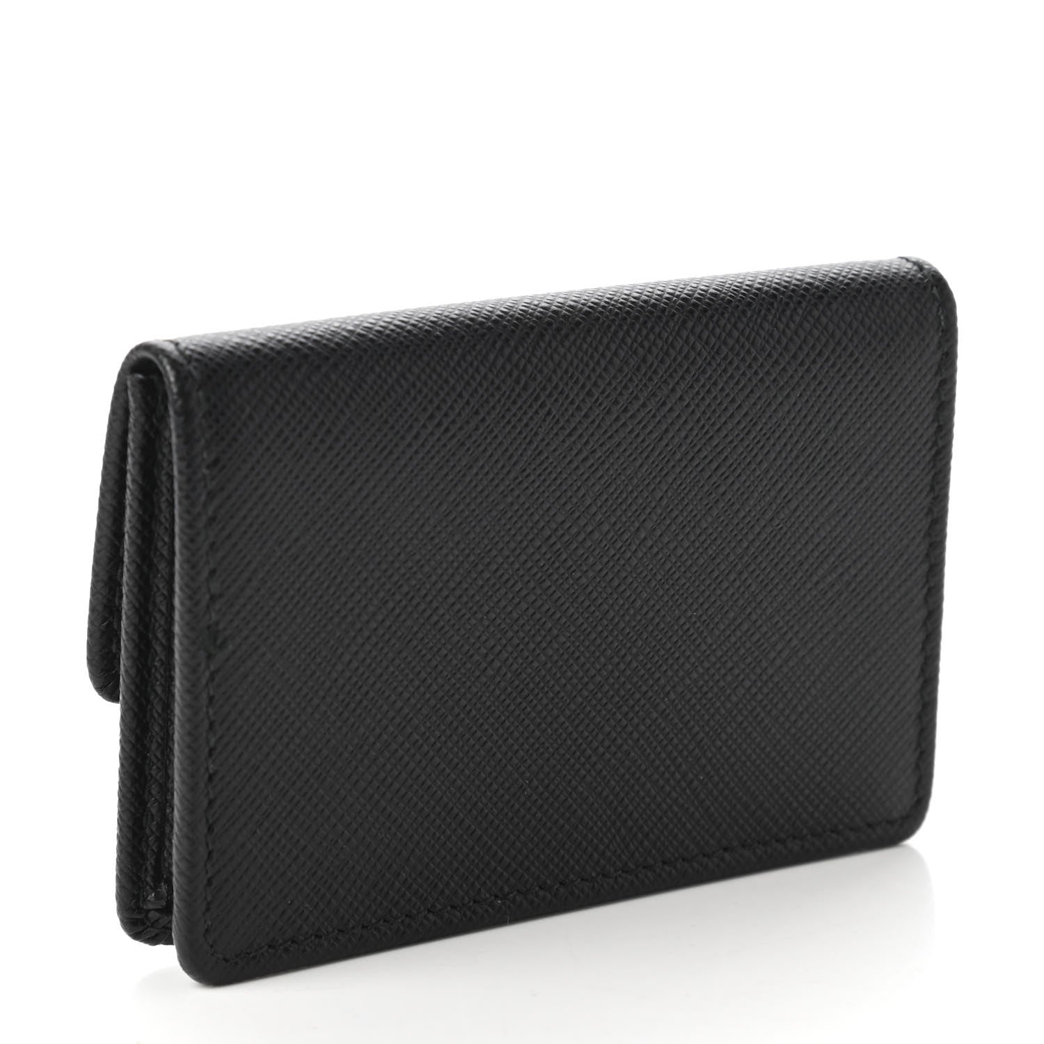 Prada Saffiano Metal Flap Card Holder Black 3 of 10