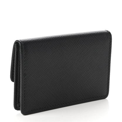 Prada Saffiano Metal Flap Card Holder Black 3 of 10