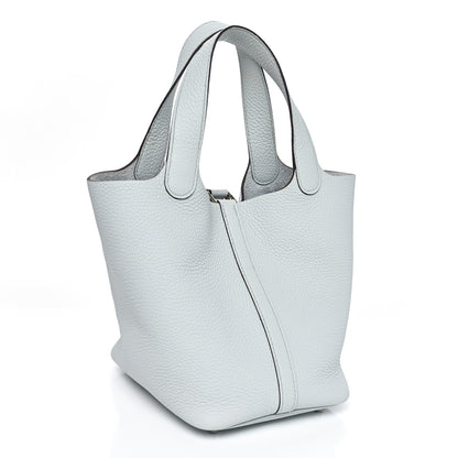 Hermes Taurillon Clemence Picotin Lock 18 PM Bleu Pale 3 of 10