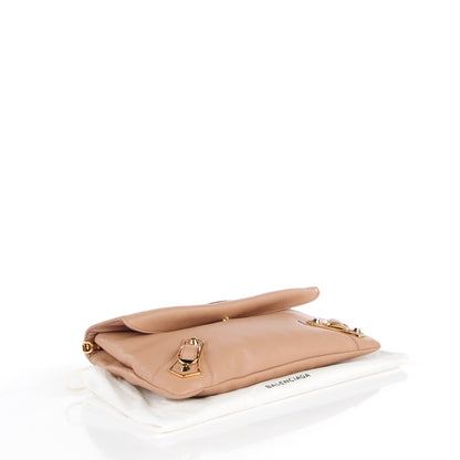 Balenciaga Chevre Gold Metallic Edge Hardware Envelope Clutch Rose Des Sables 4 of 7
