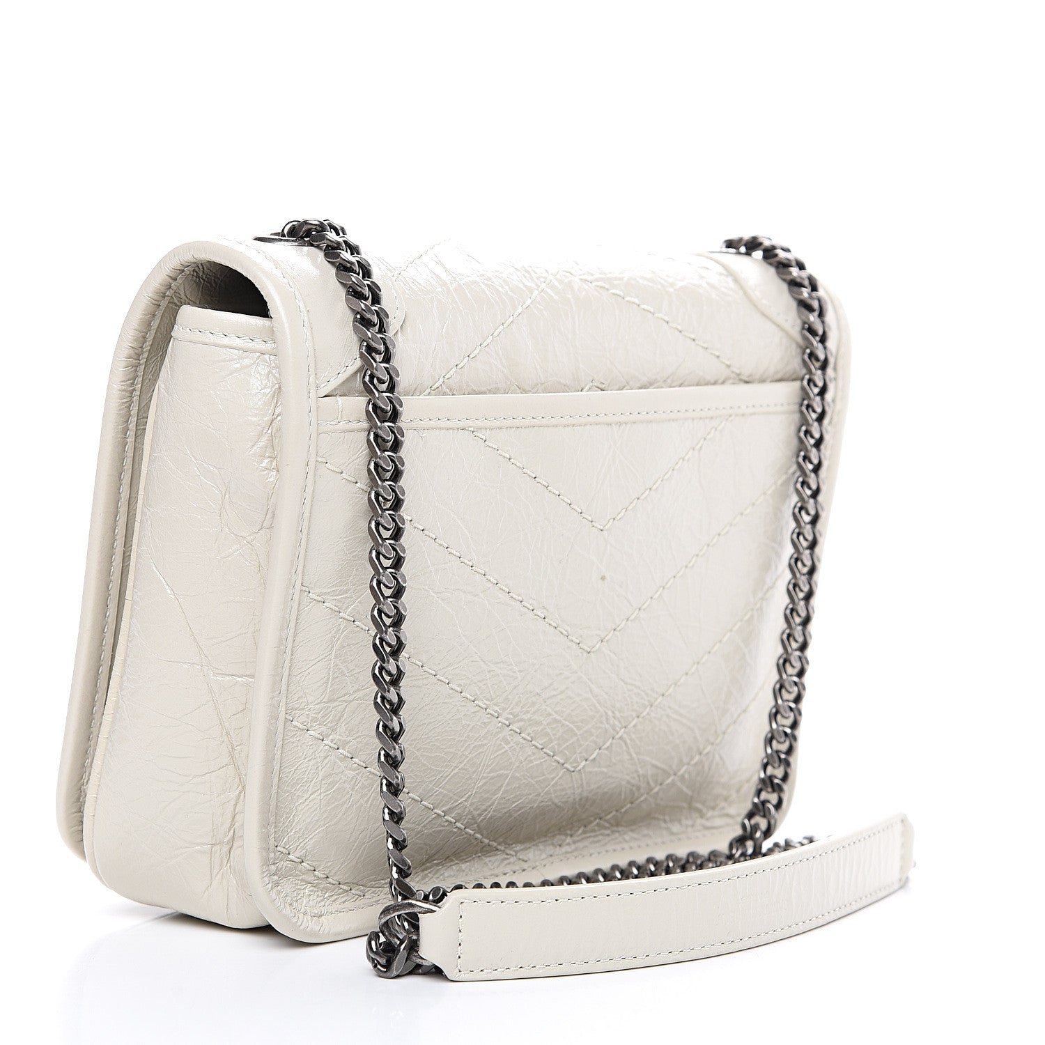 Saint Laurent Crinkled Calfskin Matelasse Monogram Niki Chain Wallet Crema Soft 2 of 10